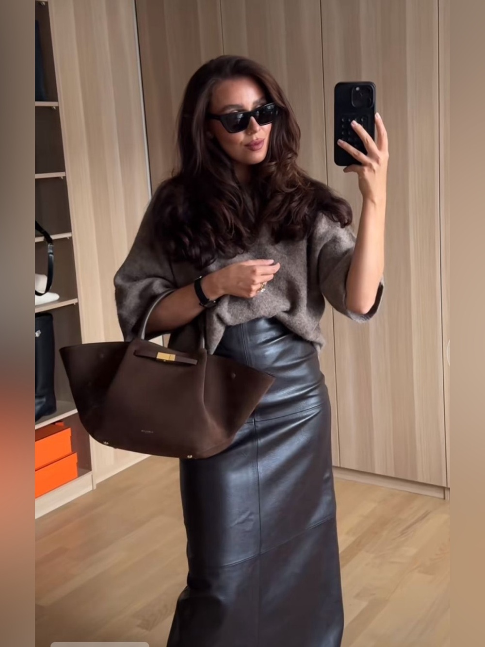 ZARA ZW COLLECTION 100% LEATHER MIDI SKIRT SIZE XS - Picture 3 of 8